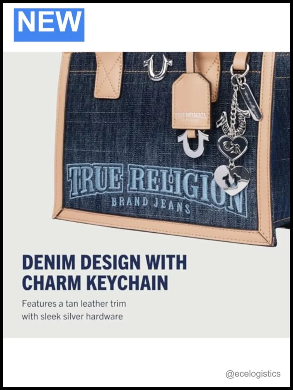 Structured Denim Tote Bag with Detachable Shoulder Strap